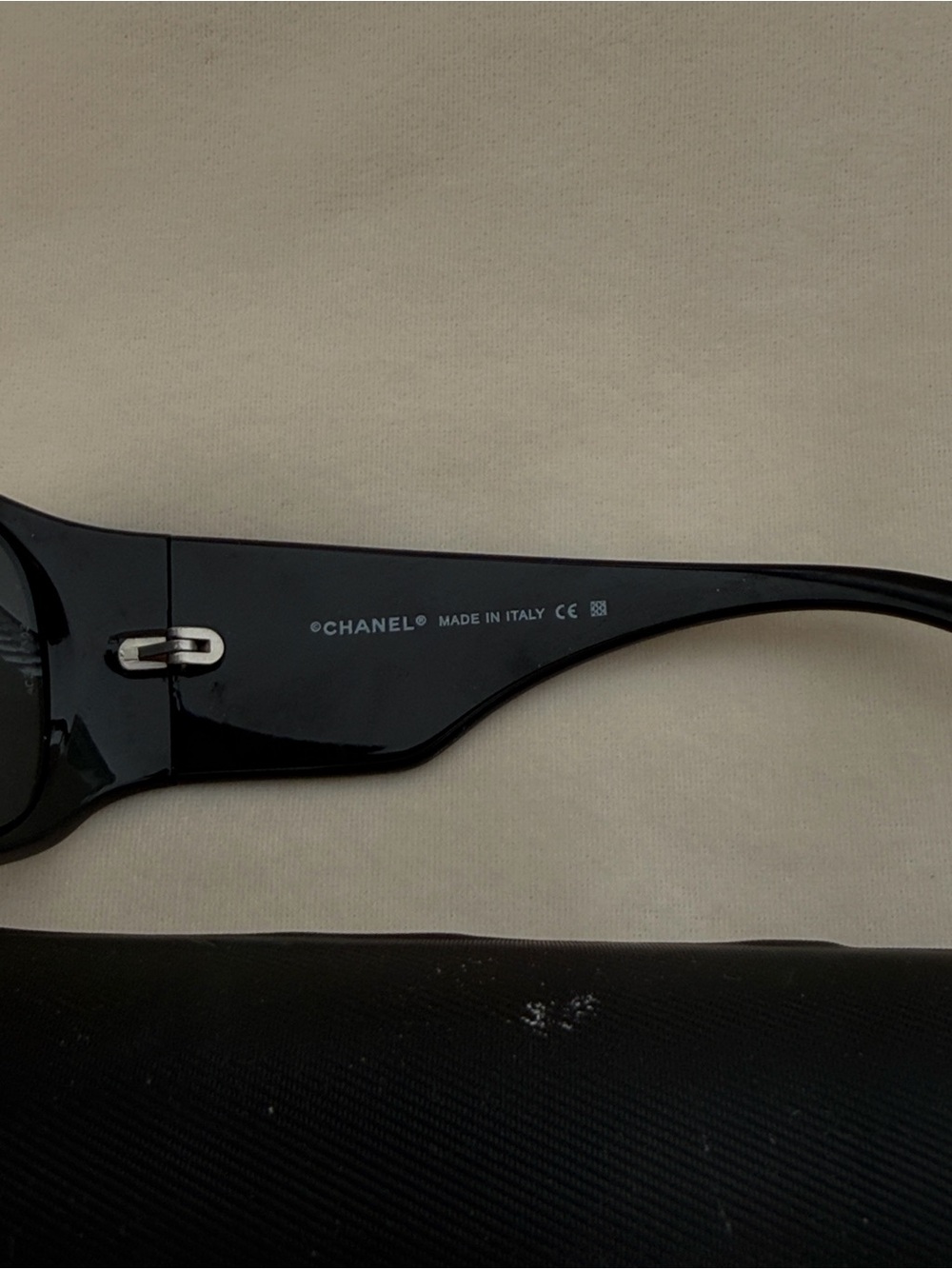 CHANEL Black Shield Sunglasses with Crystal Logo Detail - Picture 3 of 9